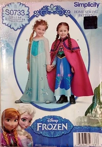 Disney FROZEN Costume Pattern SIMPLICITY 1233 S0733 UNCUT Girls 3-8 Halloween -A - Picture 1 of 12