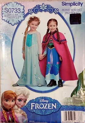 Disney FROZEN Costume Pattern SIMPLICITY 1233 S0733 UNCUT Girls 3-8 Halloween -A - Image 1 of 4