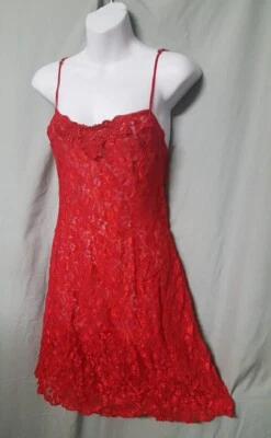 Sexy Camisón Woman Within Rojo Rodilla Sin Mangas Elástico Encaje 3X 54-56" Busto  Foto 1 de 4