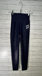 Peloton Show Up Sparkle Shiny Flex Womens Cycling Leggings Blue Logo Size Small - Picture 1 of 9