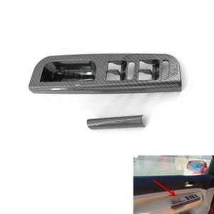 Door Window Switch Panel Bezel+Handle Trim Carbon Fiber for VW Passat Golf MK4 - Picture 1 of 7