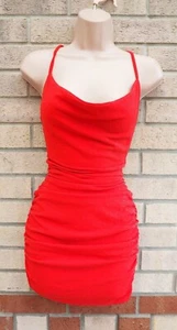 BOOHOO RED SILVER SHIMMER GLITTER COWL NECK RUCHED BODYCON PARTY DRESS 8 - Picture 1 of 9
