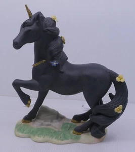 1994 PRINCETON GALLERY LOVE'S MAGIC BLACK BISQUE UNICORN FIGURINE w CERTIFICATE - Picture 1 of 10
