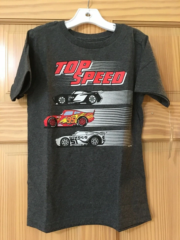 NWT Disney Store Cars Boy Tee Shirt Top Lightning McQueen Gray - Image 1 of 1