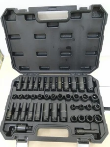 3/8" Dr 42pcs SAE & Metric Standard & Deep Impact Socket Tool Set 6 Point 8-19mm - Picture 1 of 6