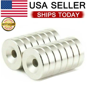 25 50 100 Strong Countersunk Ring Magnets Rare Earth Neodymium Hole 4mm - Picture 1 of 11