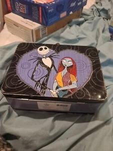 The Nightmare Before Christmas Jack and Sally Large Tin Tote, 3.5 x 7.5 x 9 I... - Picture 1 of 18