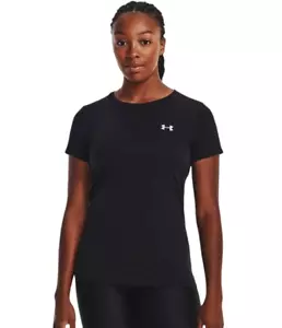 Womens Under Armour Black/ Metallic Silver Tech Crew Top - Picture 1 of 6