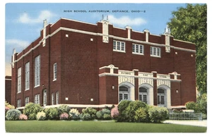 High School Auditorium Defiance Ohio Postcard - Picture 1 of 2