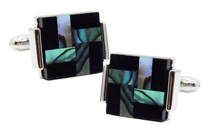 Abalone Pearl Shell & Black Onyx Cross Mens Wedding Gift by CUFFLINKS DIRECT - Picture 1 of 10