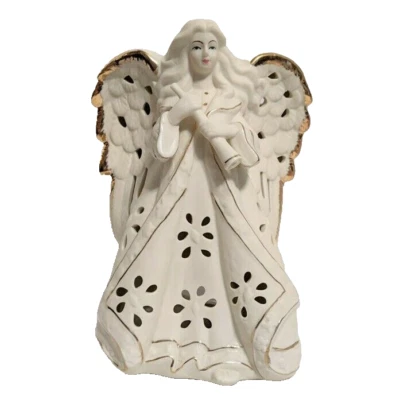 Ángel Victoriano Músico Vela Té Luz Soporte 9.5" Navidad Dorado Tono Dorado Foto 1 de 4