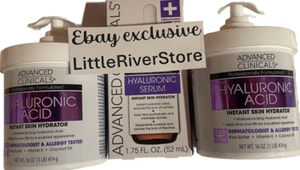 2x16oz Advanced Clinicals Hyaluronic Acid Cream + 1x1.75oz Serum Skin Hydrating - Picture 1 of 9