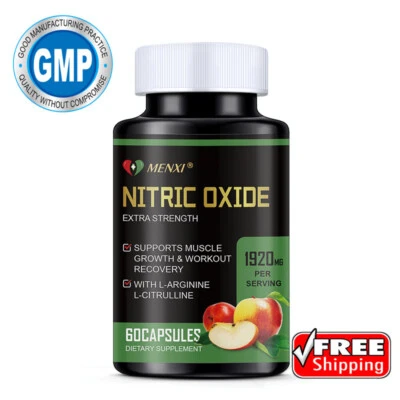MENXI Nitric Oxide Booster L-Arginine, L-Citrulline 1920mg 60 Caps HIGHEST POTENCY MX