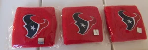Houston Texans NFL RED WRIST SWEAT BANDS New Set Of 3 Note Mattress Firm On Back - Picture 1 of 7