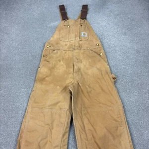 Carhartt Dungarees Adult 30x30 Tan Overalls Bib Double Knee Canvas Duck Mens - Picture 1 of 11