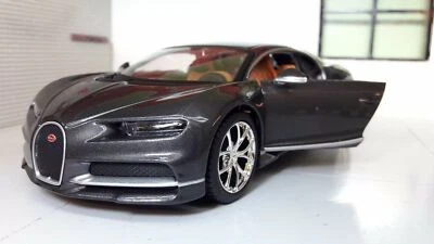 Bugatti Chiron Silver Metallic Gray W16 1:24 Scale Model Detailed Diecast Car - Image 1 of 4