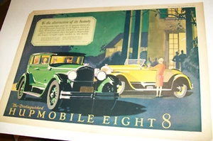 1927 Hupmobile Eight 8 Roadster & Sedan mid-size-mag centerfold car ad-art deco - Picture 1 of 2