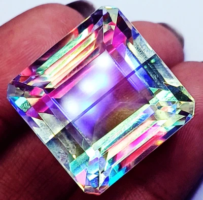 Square Shape Mystic Quartz Rainbow Color 79.85 Ct Loose Gemstone Certified - Image 1 of 4