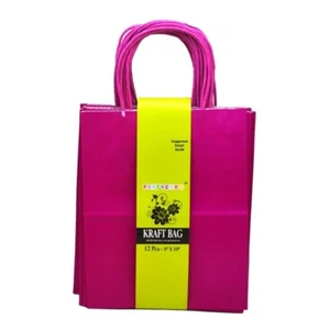 12 Maroon Medium Kraft Paper Party Shopping Gift Bags with Handles Retail 10x8x4 - Picture 1 of 1