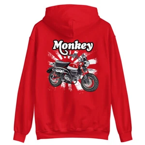 Monkey Bike Red Unisex Hoodie (front and back) - Picture 1 of 6