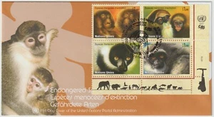 2007 UN Geneva FDC - Monkeys, Endangered Species - Block 4 x F.S. 1.00 Stamps - Picture 1 of 2
