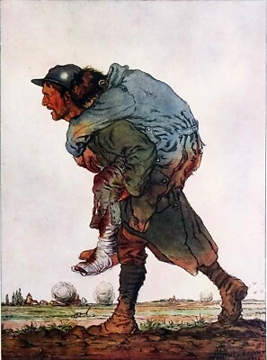 GUERRE MONDIALE 14/18- FRATERNITÉ entre COMPAGNON de COMBAT - Planche en couleur - Photo 1/2