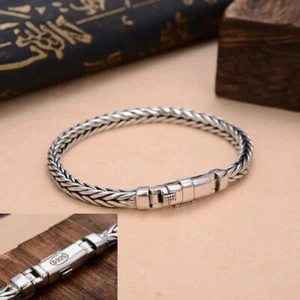 6.7-8.6" Men Real Solid Bracelet Jewelry Braided Twist Chain 925 Sterling Silver - Picture 1 of 8