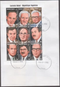 TOGO Sc #1659a-i FDC SHEET of 9 DIFF NOBEL PRIZE LAUREATES - Picture 1 of 1