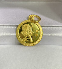 Zodiac Sign 24K Solid Yellow Gold Animal Round Tiger Charm/ Pendant. 1.87 Grams
