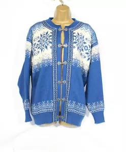 Dale of Norway Womens Cardigan XL 18 Blue Wool Knit Vintage MX Sweater - Picture 1 of 15