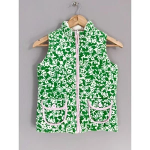 Lilly Pulitzer grüne elfenbeinfarbene Blumenmuster reversibel gesteppt Mädchenweste Cord - Bild 1 von 5