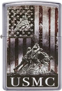 Zippo 49316 U.S. Marine Corps. American Flag Street Chrome - Picture 1 of 4