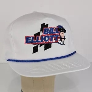 Vintage 90er Bill Elliott NASCAR Snapback Truckermütze weiß blau Seil bestickt USA - Bild 1 von 10