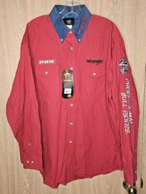 Wrangler Shirt Men Medium PBR USA Cowboy Western Rodeo Bull Bronco Riding - Image 1 of 4