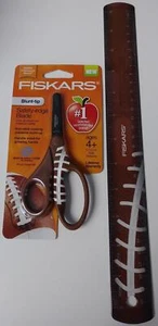Fiskars 134162-1001 Football MVP 5" Non-Stick Blunt-Tip Kids Scissors & Ruler - Picture 1 of 4