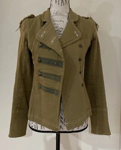J Gerard Military Jacket in Brown Denim Size 00 - Picture 1 of 5