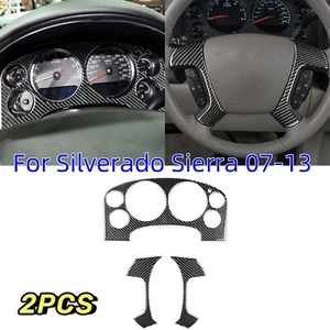 3Pcs Carbon Fiber Dashboard Steering Wheel Cover Trim For Silverado Sierra 07-13 - Bild 1 von 5