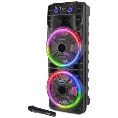 Portable Bluetooth Speaker Dual 12" Subwoofer Heavy Bass Karaoke Sound System US - Image 1 of 4