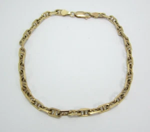 STUNNING 14K YELLOW GOLD (9-3/4") MARINER CHAIN LINK BRACELET 8.9G - Picture 1 of 7
