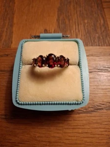 Stauer signed sterling silver 925 womens size 8 1/4 ring Five dark red stones - Picture 1 of 5