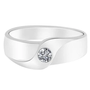 Anillo de aniversario de hombre de forma redonda de 0,10 quilates D/VVS1 sólido oro blanco 585 - Imagen 1 de 4