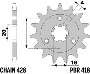 PBR-Ritzel in Stahl für KAWASAKI 175 KE 1979-1983 14T - Picture 1 of 3
