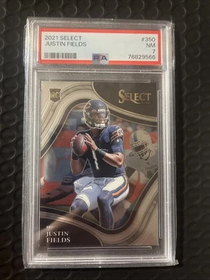 2021 Panini Select Silver Prizm #350 Justin Fields RC Rookie PSA 7 - Image 1 of 2