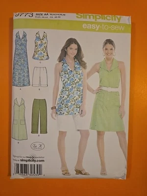 SIMPLICITY PATTERN 3773 MISSES'/WOMEN'S DRESS/TUNIC & CAPRI PANTS OR CITY SHORTS - Image 1 of 3