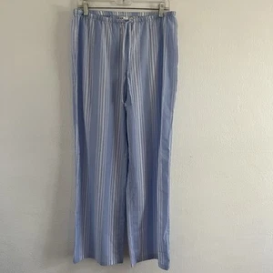 H&M Pajama Sleep Pants Cotton Women’s M Lightweight Blue White Stripe NWT - Picture 1 of 5