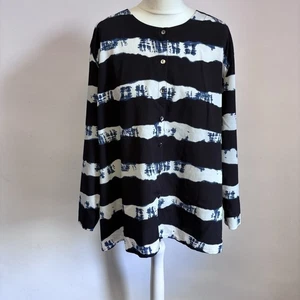 Sahara Top Size Large Blue Patterned Long Sleeve Relaxed Fit Layering - Picture 1 of 10