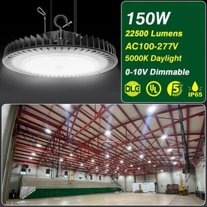 150W Dimmable LED High Bay Shop Light UFO Warehouse Industrial Lighting Fixture - Picture 1 of 14