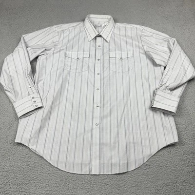 Vintage H Bar C Shirt Mens 19-37 3XL XXXL Striped Pearl Snap Western Ranch Wear - Image 1 of 4