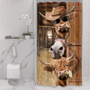 Small Stall Funny Cow Shower Curtain 36Wx72H Inch Half RV Single Farmhouse Ca... - Picture 1 of 7