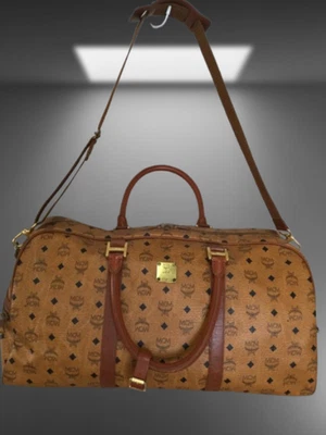 MCM Visetos Auténtico Bolso de Mano Bolso de Hombro 2 Vías Marrón Boston Bols... - Imagen 1 de 4